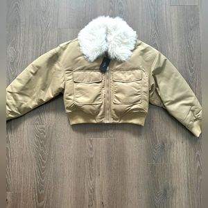 Rag & Bone Nolen cropped bomber jacket, olive NWT